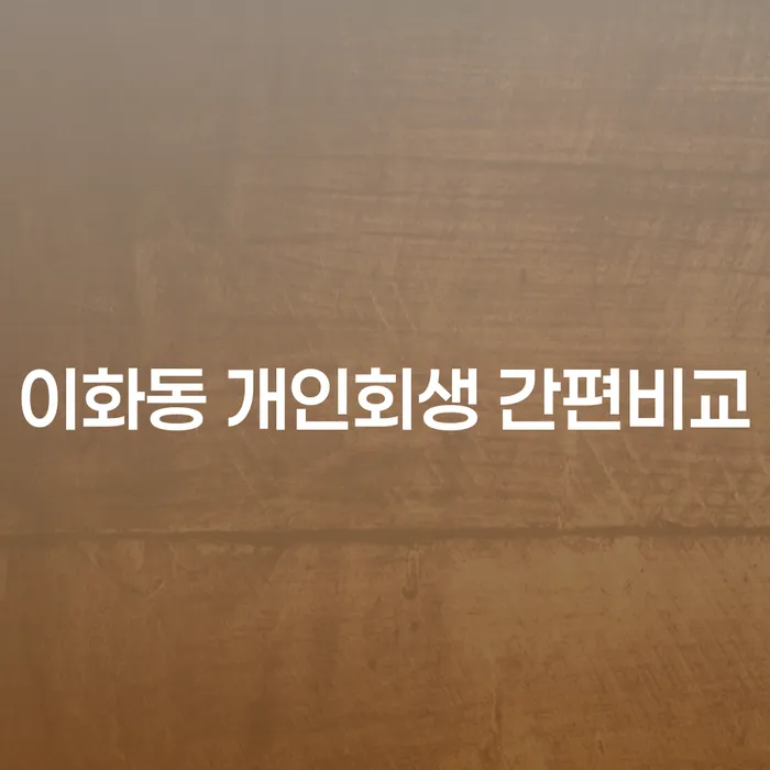 이화동 개인회생 간편비교